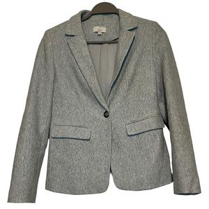 Loft Gray Herringbone Knit Blazer Jacket with Elbow Pads Color: Size 2